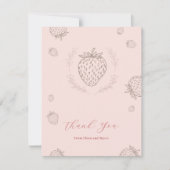 ソフトピンクストロベリーミニマル誕生日 サンキューカード (正面)