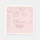 ソフトピンクストロベリーミニマル誕生日 スタンダードカクテルナプキン (正面)