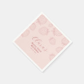 ソフトピンクストロベリーミニマル誕生日 スタンダードカクテルナプキン (角)