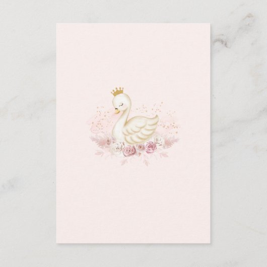 ソフトピンクスワンプリンセスバルーンブックベビー エンクロージャーカード (裏面)