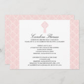 ソフトピンクダマスクセルティッククロスファースト聖体 招待状 (正面/裏面)