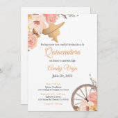 ソフトピンクチャラ水彩招待状、ピンク 招待状 (正面/裏面)