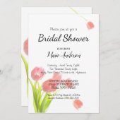 ソフトピンクチューリップシャワー招待状 (正面/裏面)