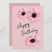 ソフトピンクデイジーのバラ背景誕生日 シーズンカード (正面/裏面)