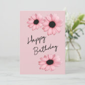 ソフトピンクデイジーのバラ背景誕生日 シーズンカード (スタンド正面)