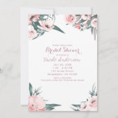 ソフトピンクトロピカルサマーフローラブライダルシャワー 招待状 (正面)