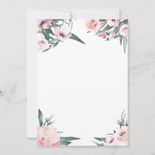 ソフトピンクトロピカルサマーフローラブライダルシャワー 招待状 (裏面)