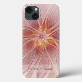 ソフトピンクドリーム抽象的フラクタルアートフラワーの名前 iPhone 13ケース