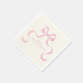 ソフトピンクハンドドローボウブライダルシャワー スタンダードカクテルナプキン (角)