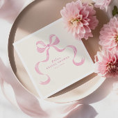 ソフトピンクハンドドローボウブライダルシャワー スタンダードカクテルナプキン