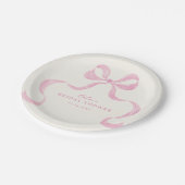 ソフトピンクハンドドローボウブライダルシャワー ペーパープレート (アングル)