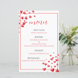 ソフトピンクハートの結婚式メニューカード