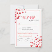 ソフトピンクハートの結婚式RSVPカード 出欠カード (正面)