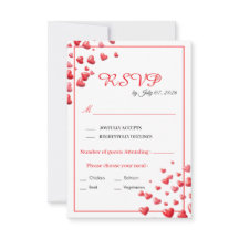 ソフトピンクハートの結婚式RSVPカード