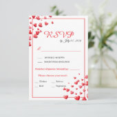 ソフトピンクハートの結婚式RSVPカード 出欠カード (スタンド正面)