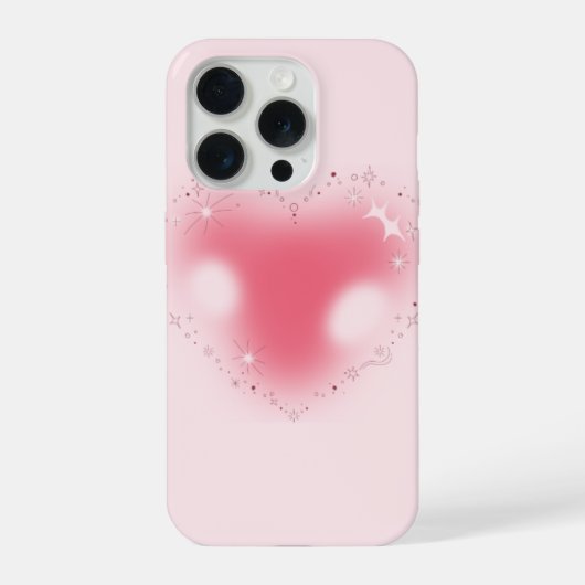 ソフトピンクハートのiPhone 15 Proケース iPhoneケース (裏面)
