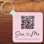 ソフトピンクハートフォントQRコードキーチェーン キーホルダー (正面)