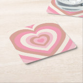 ソフトピンクハート スクエアペーパーコースター (アングル)