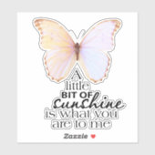 ソフトピンクバタフライサンシャイン引用文ステッカー シール (シート)