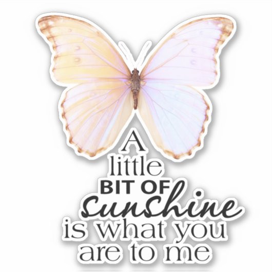 ソフトピンクバタフライサンシャイン引用文ステッカー シール (正面)