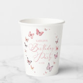 ソフトピンクバタフライバースデーパーティー 紙コップ (裏面)