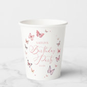ソフトピンクバタフライバースデーパーティー 紙コップ (正面)