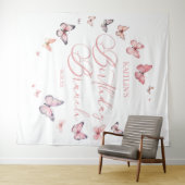 ソフトピンクバタフライ誕生日ブランチパーティー タペストリー (インサイチュ(横))