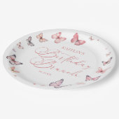 ソフトピンクバタフライ誕生日ブランチパーティー ペーパープレート (アングル)