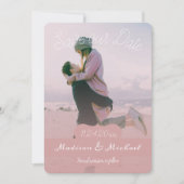 ソフトピンクバナーフォトセーブ・ザ・デート案内 招待状 (正面)