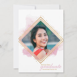 ソフトピンクパステルと金ゴールドダイヤモンド卒業の招待券 招待状