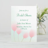 ソフトピンクパステルチューリップブライダルシャワー 招待状 (スタンド正面)