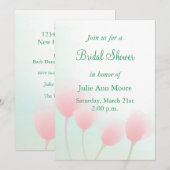 ソフトピンクパステルチューリップブライダルシャワー 招待状 (正面/裏面)