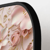 ソフトピンクパステルフローラカスタムモノグラム名 ピックルボールラケット (左詳細)