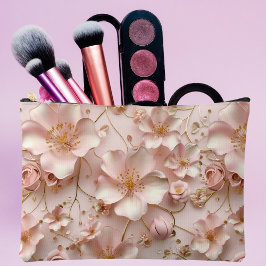 ソフトピンクパステルフローラ アクセサリーポーチ