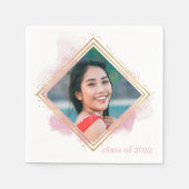 ソフトピンクパステル&金ゴールドダイヤモンド卒業ナプキンス スタンダードカクテルナプキン (正面)