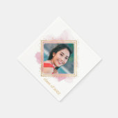 ソフトピンクパステル&金ゴールドダイヤモンド卒業ナプキンス スタンダードカクテルナプキン (角)