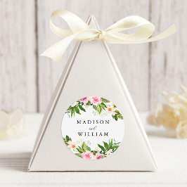 ソフトピンクパーソナライズされたフローラ結婚ズ ラウンドシール