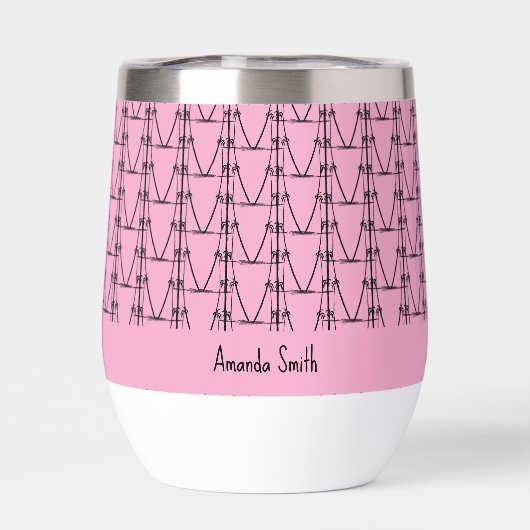 ソフトピンクパーソナライズされた、シルエットココナッツツリー (背面)