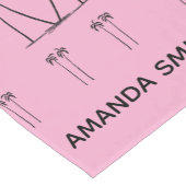 ソフトピンクパーソナライズされた、シルエットココナッツツリー ショートテーブルランナー (コーナー)