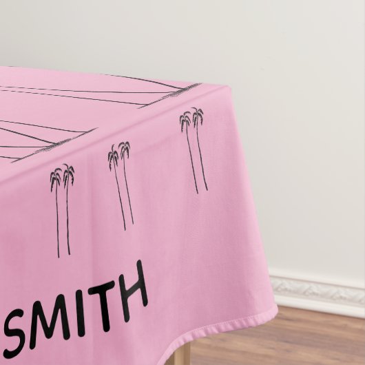 ソフトピンクパーソナライズされた、シルエットココナッツツリー テーブルクロス (インサイチュ)