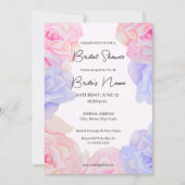 ソフトピンクパープルバラブライダルシャワー招待 招待状 (正面)