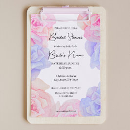 ソフトピンクパープルバラブライダルシャワー招待 招待状