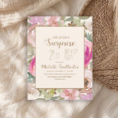 ソフトピンクパープルフローラサプライズ21st誕生日 招待状