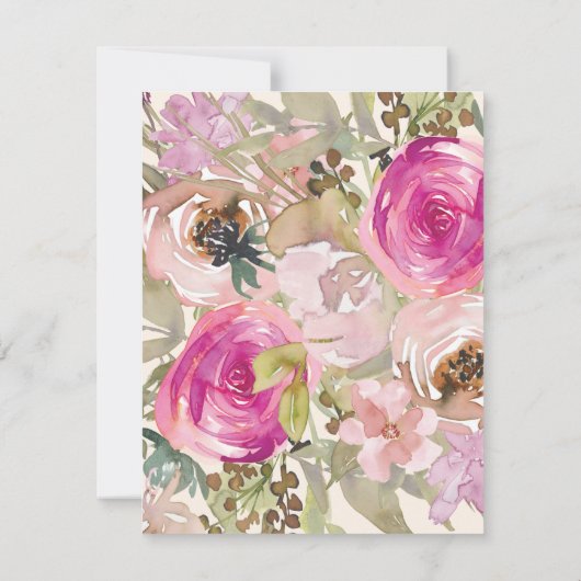 ソフトピンクパープルフローラサプライズ30歳の誕生日 招待状 (裏面)