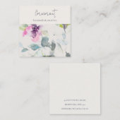 ソフトピンクパープルフローラスクリプトイヤリングスタッドホルダー スクエア名刺 (正面/裏面)