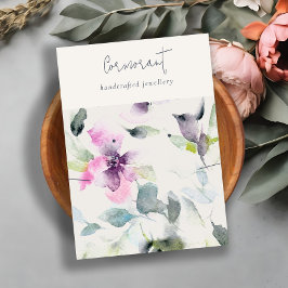 ソフトピンクパープルフローラスクリプトイヤリングネックレス 名刺