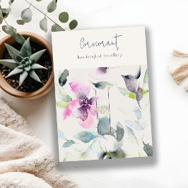 ソフトピンクパープルフローラスクリプトヘアクリップピンホルダー 名刺