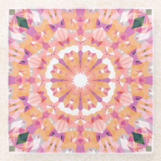 ソフトピンクピーチパープルグリーンスターエクレクチックデコール ガラスコースター