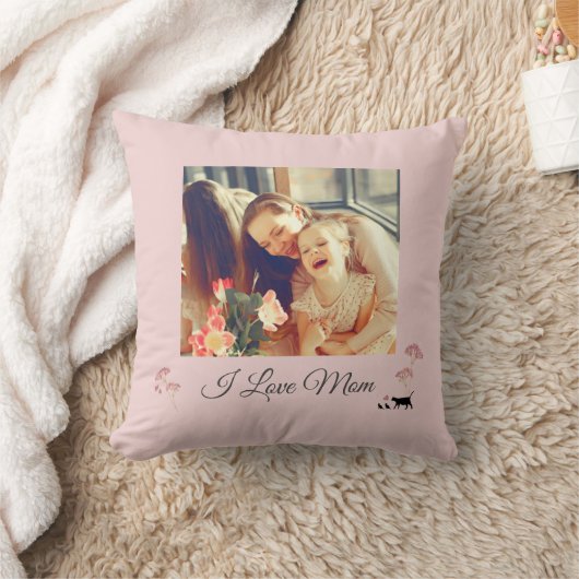 ソフトピンクフォトマザーズデイ装飾用クッション クッション (ブランケット)