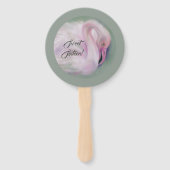 ソフトピンクフラミンゴパステルパーソナライズされた誕生日 ハンドファン (裏面)